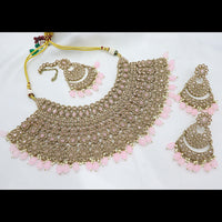 Tanish Art Jewellery Glamorous Crystal Stone Pearl And Beads Choker Necklace Set