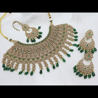 Tanish Art Jewellery Glamorous Crystal Stone Pearl And Beads Choker Necklace Set