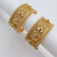 Tanish Art Jewellery Heritage Pota Stone Openable Bangles Set
