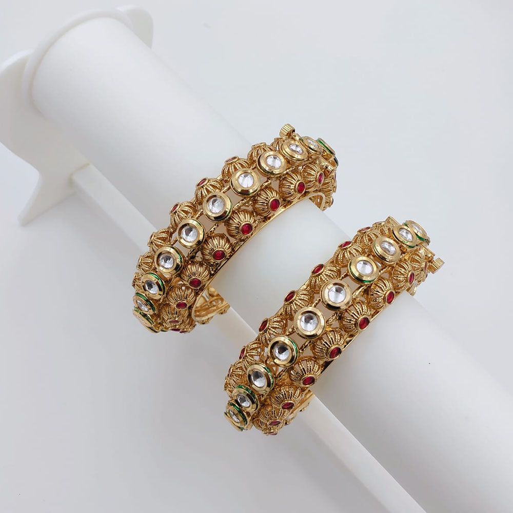 Tanish Art Jewellery Heritage Pota Stone Openable Bangles Set