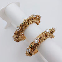 Tanish Art Jewellery Stylish Crystal Stone And Pearl Openable Bangles Set
