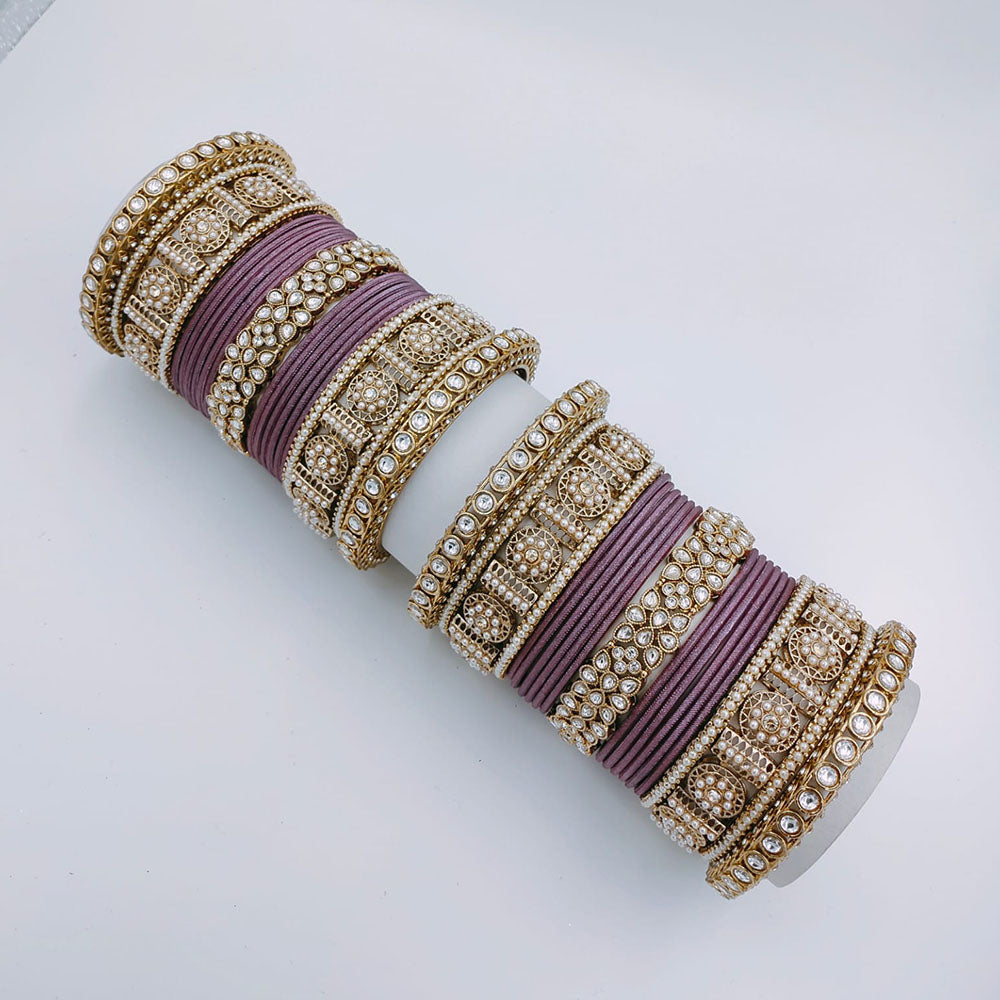 Tanish Art Jewellery Polki Kundan And Pearl Bridal Bangles Set