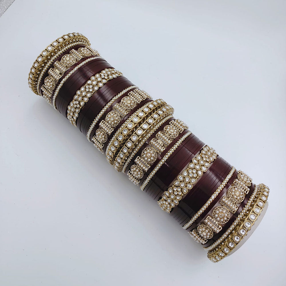 Tanish Art Jewellery Polki Kundan And Pearl Bridal Bangles Set
