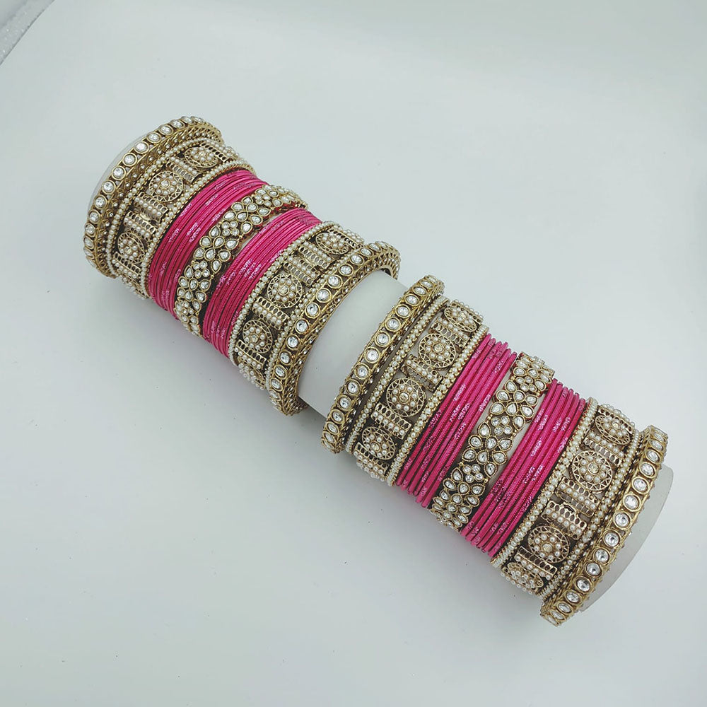 Tanish Art Jewellery Polki Kundan And Pearl Bridal Bangles Set