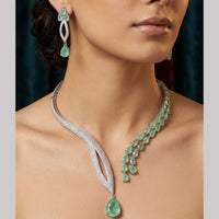 Tanish Art Jewellery Stunning American Diamond Royal Necklace Set