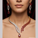 Tanish Art Jewellery Gold Plated Stunning American Diamond Royal Necklace Set
