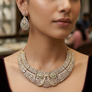 Tanish Art Jewellery Gold Plated Stunning American Diamond Royal Necklace Set