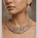 Tanish Art Jewellery Gold Plated Stunning American Diamond Royal Necklace Set