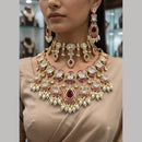 Tanish Art Jewellery Grand Polki Kundan Pearl And Beads Double Necklace Set