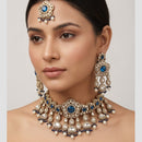 Tanish Art Jewellery Grand Pota Stone And Pearl Choker Necklace Set