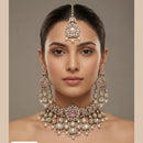 Tanish Art Jewellery Grand Pota Stone And Pearl Choker Necklace Set