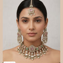 Tanish Art Jewellery Grand Pota Stone And Pearl Choker Necklace Set