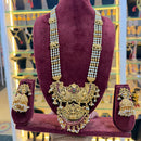 Tanish Art Jewellery Traditional Pota Stone And Pearl Temple Long Necklace Set