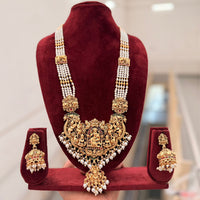 Tanish Art Jewellery Traditional Pota Stone And Pearl Temple Long Necklace Set 