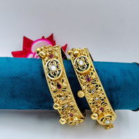 Tanish Art Jewellery Traditional Pota Stone And Ghungroo Openable Bangles Set
