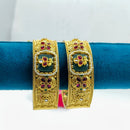 Tanish Art Jewellery Traditional Pota Stone And Pearl Openable Bangles Set