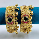 Tanish Art Jewellery Traditional Pota Stone And Ghungroo Openable Bangles Set