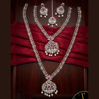 Tanish Art Jewellery Royal American Daimond Stone Double Necklace Set