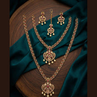 Tanish Art Jewellery Royal Pota Stone And Pearl Double Necklace Set