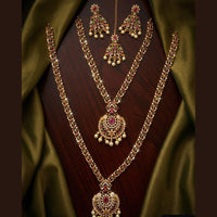 Tanish Art Jewellery Royal Pota Stone And Pearl Double Necklace Set