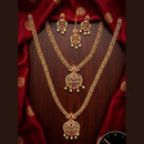 Tanish Art Jewellery Royal Pota Stone And Pearl Double Necklace Set