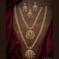 Tanish Art Jewellery Royal Pota Stone And Pearl Double Necklace Set