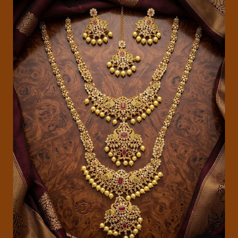 Tanish Art Jewellery Royal Pota Stone And Pearl Double Necklace Set