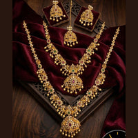 Tanish Art Jewellery Royal Pota Stone And Pearl Double Necklace Set