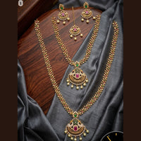 Tanish Art Jewellery Royal Pota Stone And Pearl Double Necklace Set