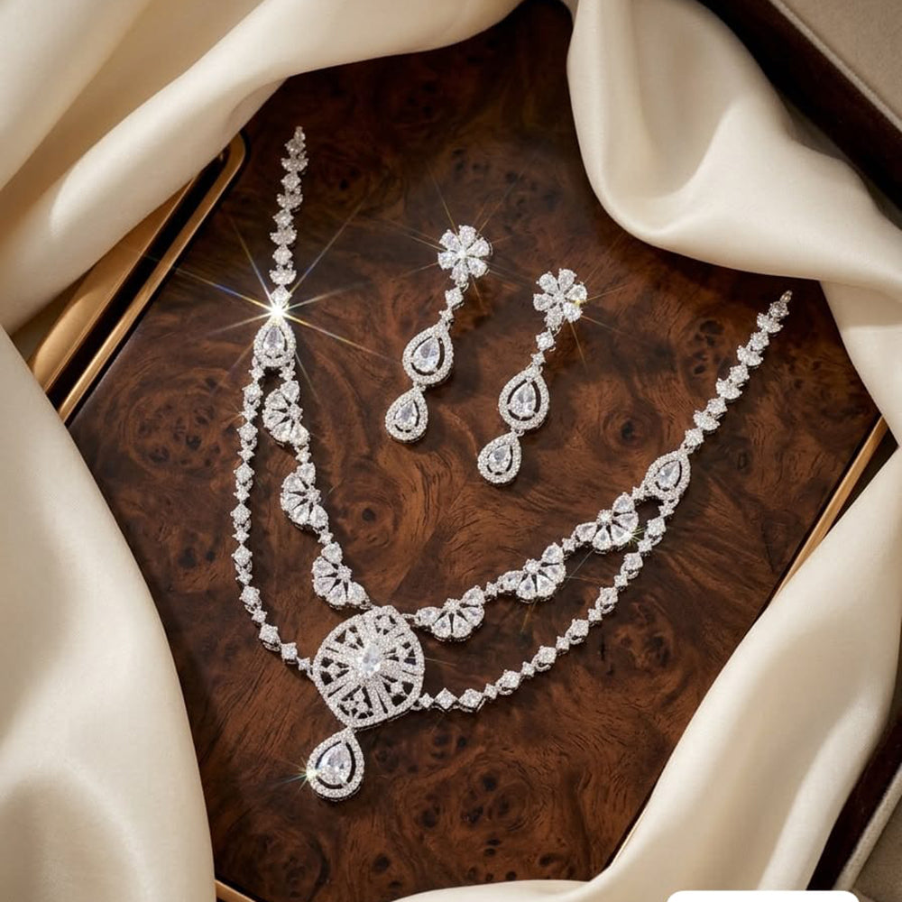 Tanish Art Jewellery Royal American Daimond Stone Necklace Set