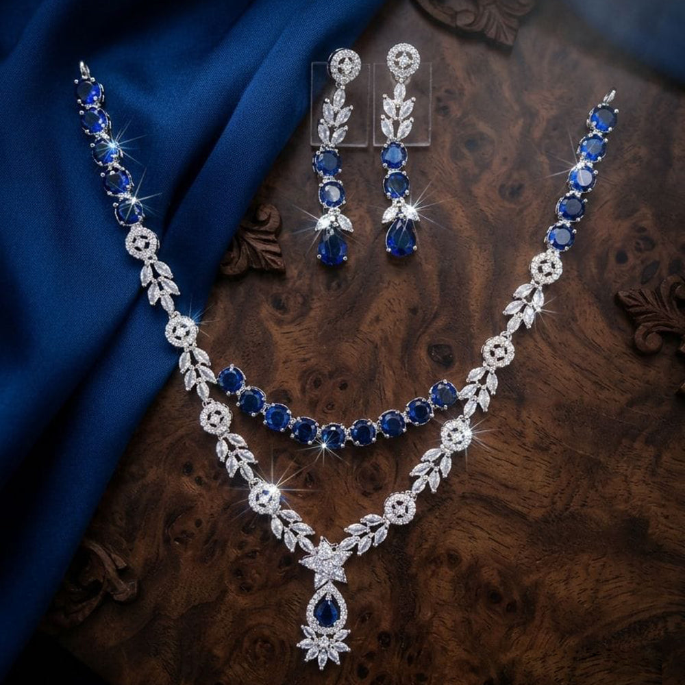 Tanish Art Jewellery Royal American Daimond Stone Necklace Set