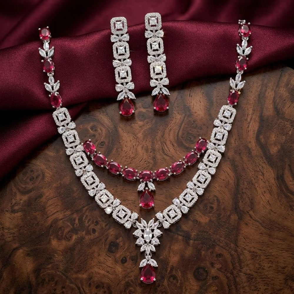 Tanish Art Jewellery Royal American Daimond Stone Necklace Set