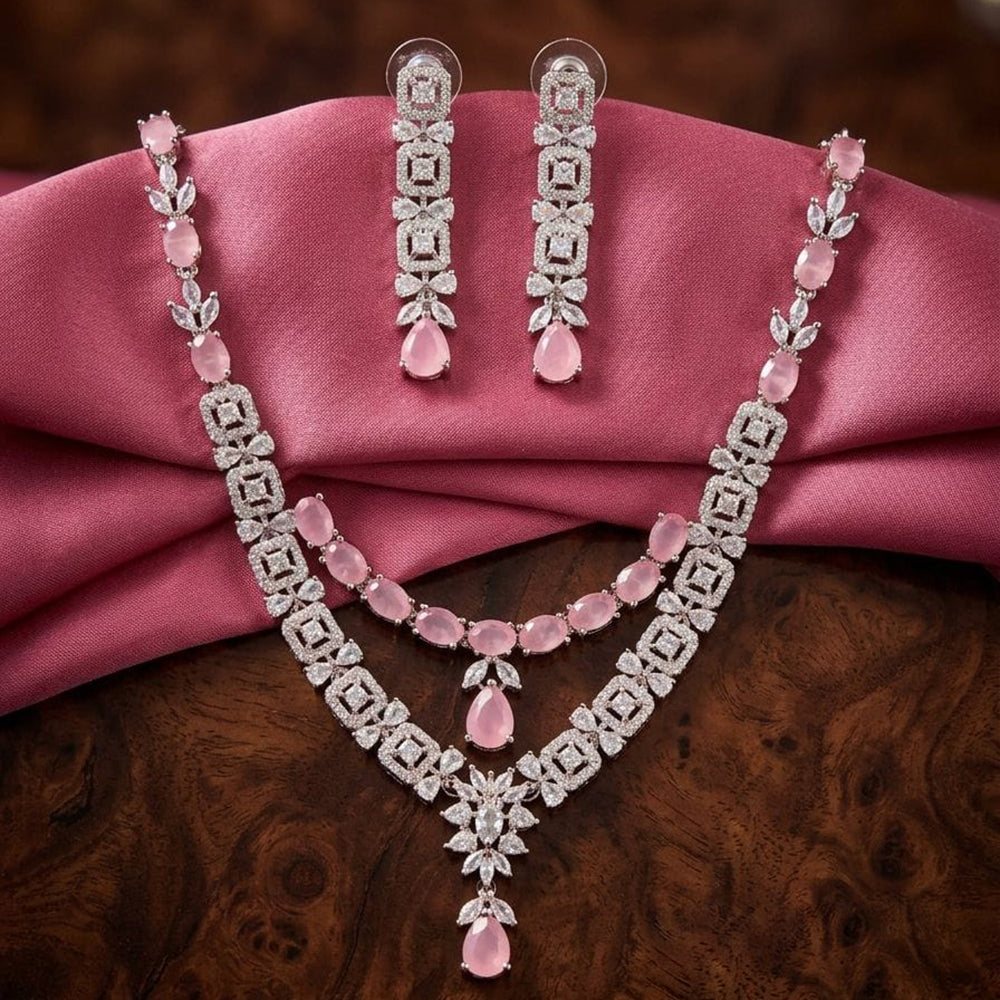 Tanish Art Jewellery Royal American Daimond Stone Necklace Set