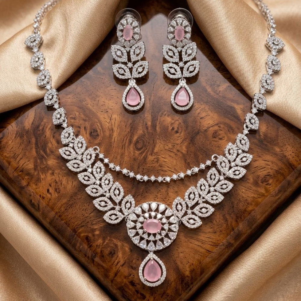 Tanish Art Jewellery Royal American Daimond Stone Necklace Set