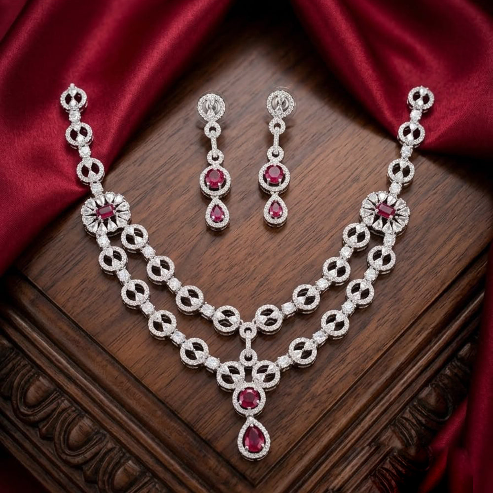 Tanish Art Jewellery Royal American Daimond Stone Necklace Set