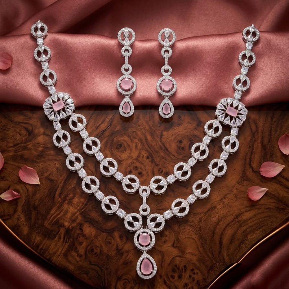 Tanish Art Jewellery Royal American Daimond Stone Necklace Set