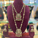 Tanish Art Jewellery Premium Pota Stone And Pearl Double Necklace Set With Earrings