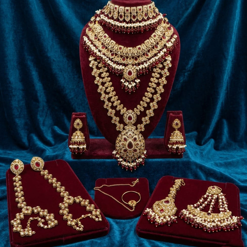 Tanish Art Jewellery Grand Crystal Stone And Beads Bridal Jewellery Set