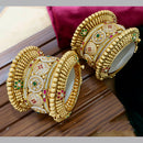 Tanish Art Jewellery Graceful Pota Stone And Pearl Openable Bangles Set