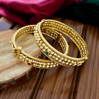 Tanish Art Jewellery Graceful Pota Stone And Pearl Openable Bangles Set
