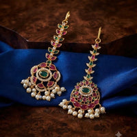 Tanish Art Jewellery Grand Pota Stone And Pearl Maangtikka (Assorted Desing)