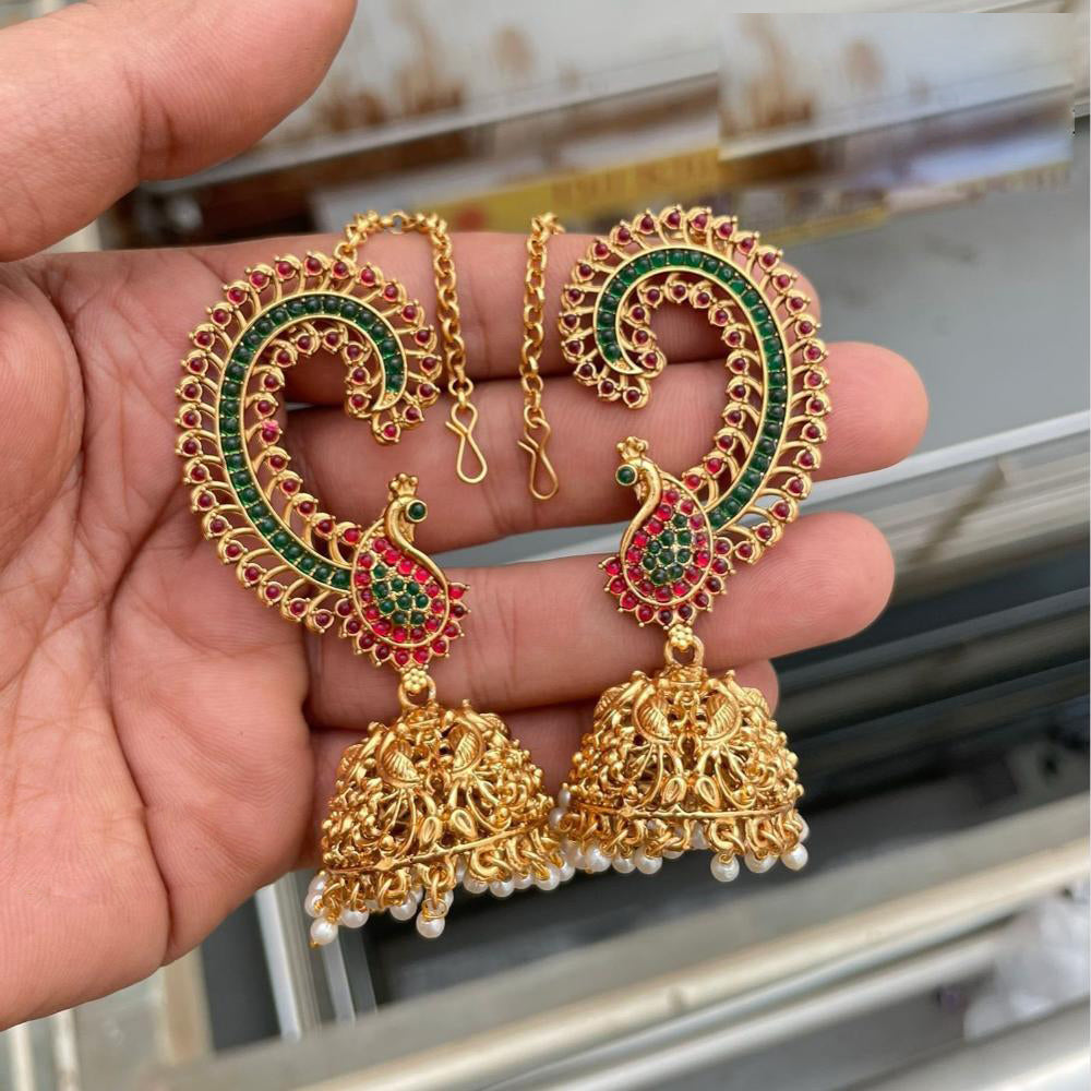 Tanish Art Jewellery Traditional Pota Stone And Pearl Earcuff Jhumki Earrings