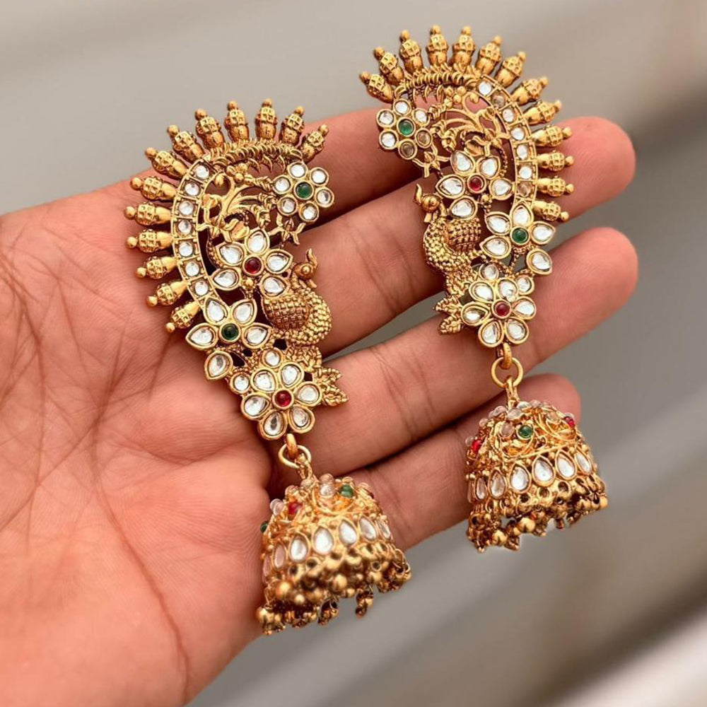 Tanish Art Jewellery Traditional Pota Stone And Pearl Earcuff Jhumki Earrings