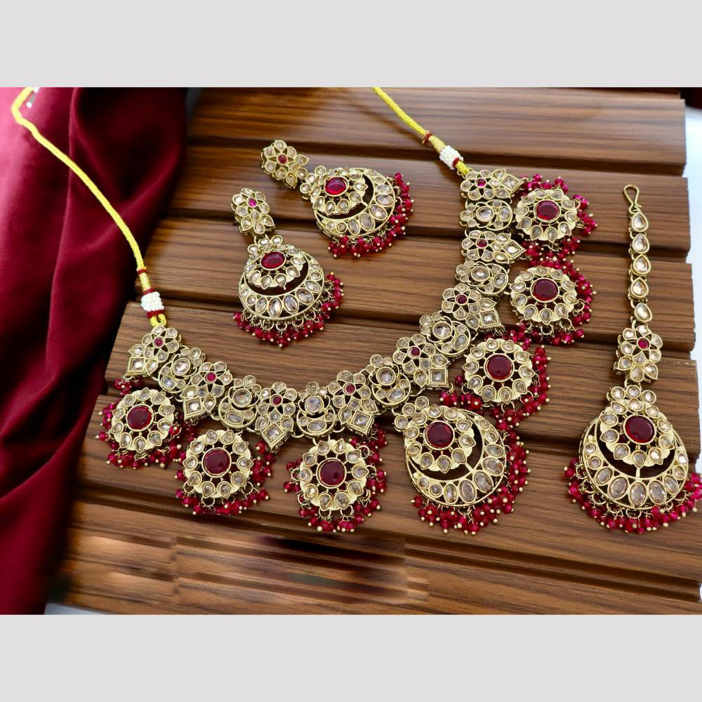 Tanish Art Jewellery Crystal Stone And Pearl Designer Necklace Set for Women
