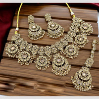 Tanish Art Jewellery Crystal Stone And Pearl Designer Necklace Set for Women