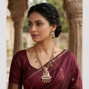Tanish Art Jewellery Classic Pota Stone Pearl And Beads Meenakari Necklace Set 