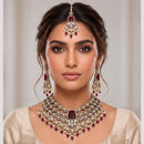 Tanish Art Jewellery Wedding Pota Stone Pearl And Beads Necklace Set for Women
