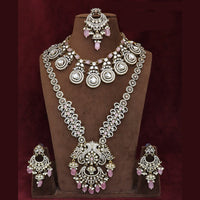 Tanish Art Jewellery Premium Pota Stone Beads And Pearl Double Necklace Set