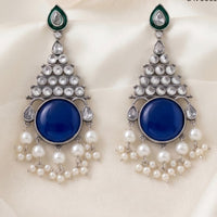 Tanish Art Jewellery Oxidised Plated Pota Stone And Pearl Dangler Earrings