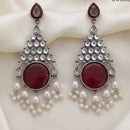 Tanish Art Jewellery Oxidised Plated Pota Stone And Pearl Dangler Earrings